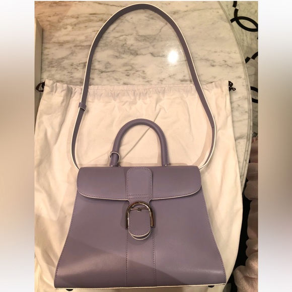 New $8,500 Delvaux Brilliant MM Box Calf Leather Rare Lilac Color Handbag - Picture 14 of 16